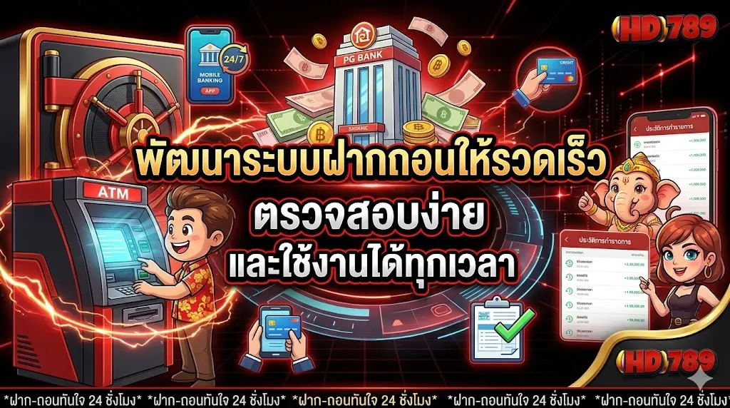 hd789 พัฒนาระบบฝากถอนให้รวดเร็ว ตรวจสอบง่าย และใช้งานได้ทุกเวลา